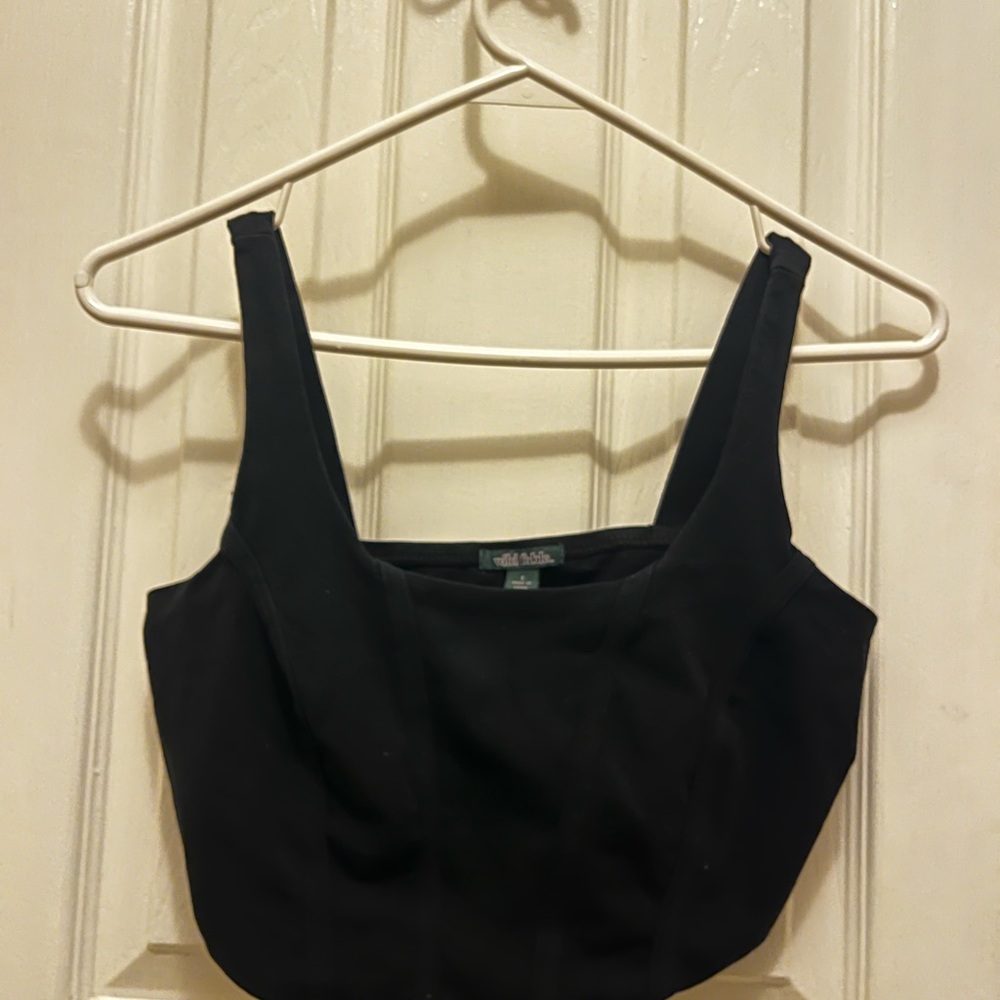 wild fable Black Cropped Tank with Wide Straps